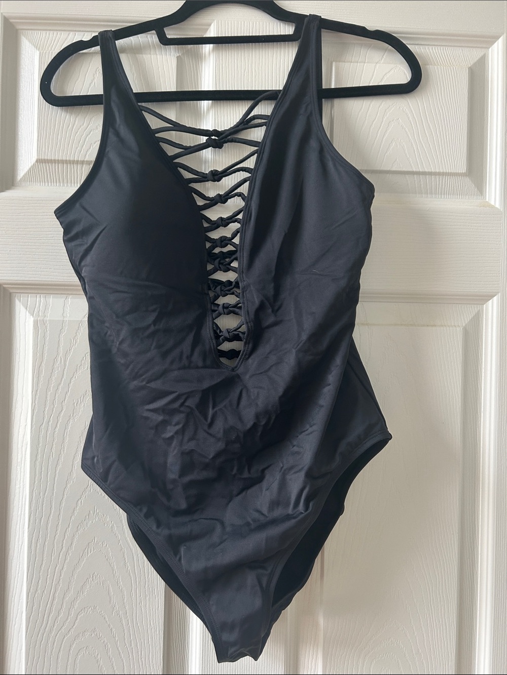 Bleu Rod Beattie Black One-Piece Swimsuit with Lace-Up Front